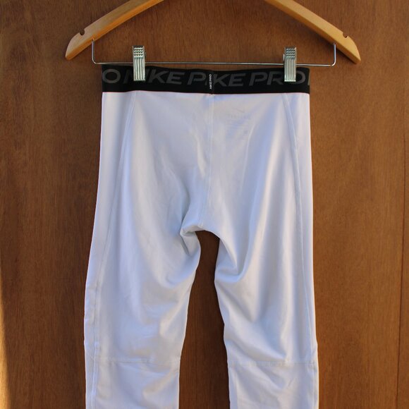Nike Pro Dri-FIT Compression Tights Boys Large White Athletic Leggings - Picture 5 of 6